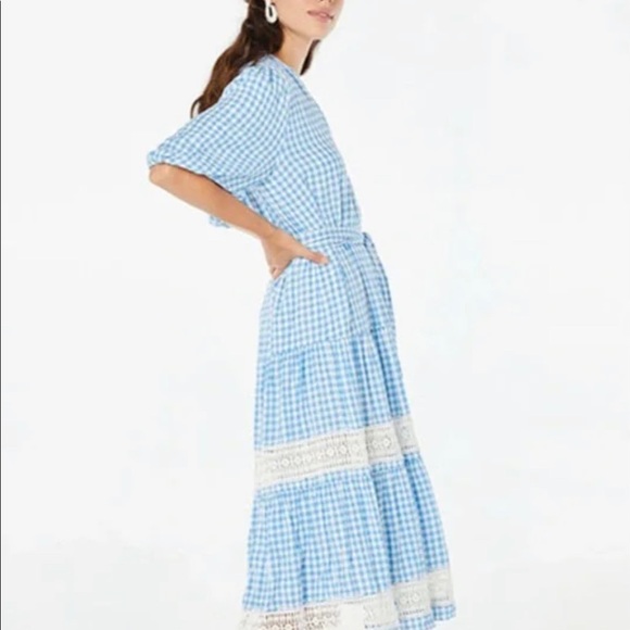 ROLLER RABBIT Gingham valonia midi dress blue plaid size XXS - never worn - Picture 3 of 9